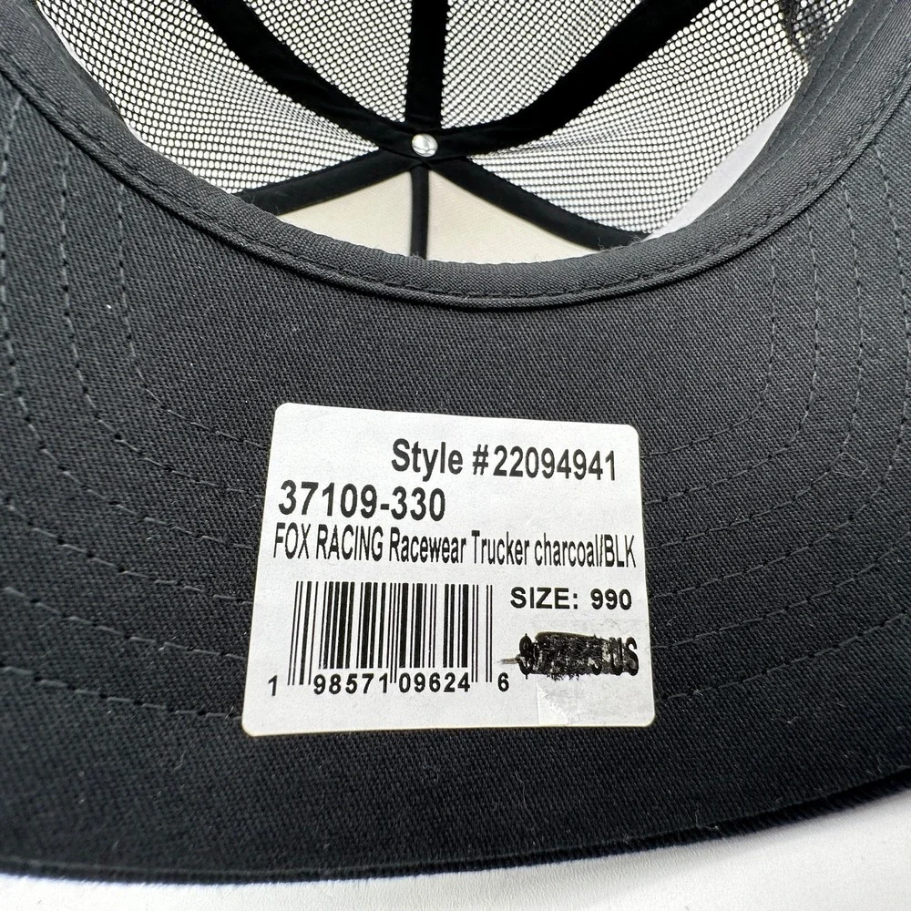Fox Racing Racewear Mesh Trucker Snapback Hat Grey Black Adjustable Mesh Cap NEW